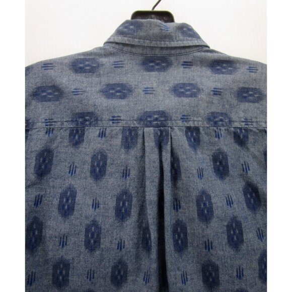 LL Bean Top 0 Signature Shirt Chambray Aztec Button Down Flap Pocket - Picture 8 of 11